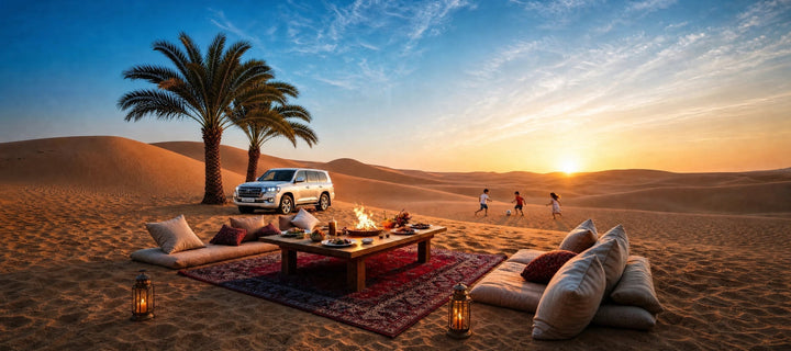 Desert BBQ at sunset in Dubai